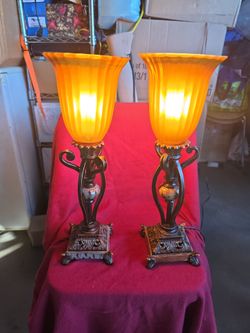 Copper decorative table lamps 20" tall x6" whit