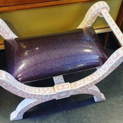 Roman Style Bone Inlay Throne Chair Make-up Seat Ottoman Unique!