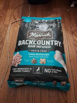 Merrick Backcountry Grain Free Kibble with Freeze Dried Raw Pieces, Game Bird Recipe Adult Dry Dog Food, 20 lbs.