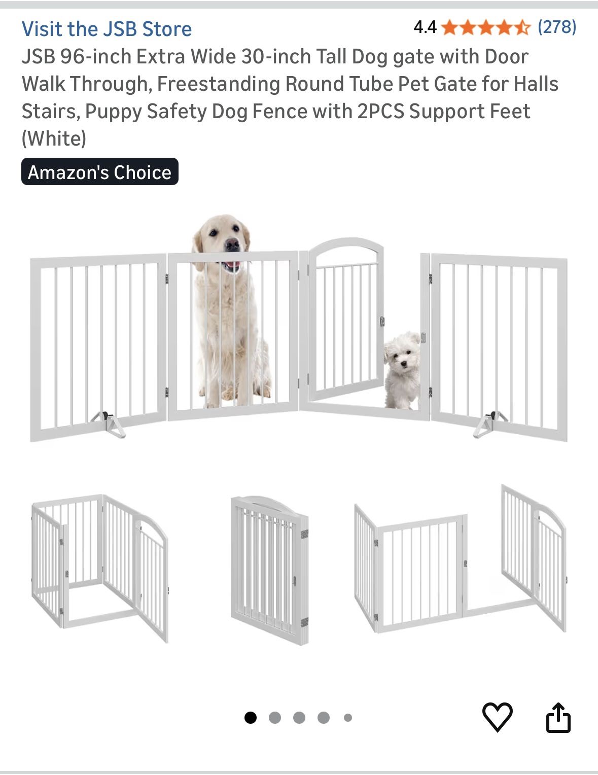 Lightly Used 96” Extra Wide Pet Gate With Door Walkthrough, Freestanding With Support Feet