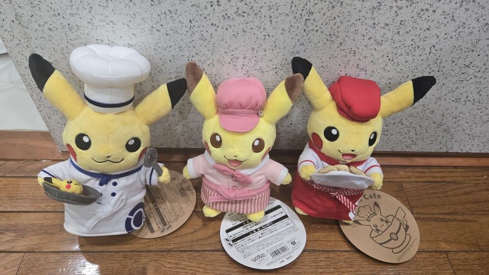 Chef Pikachu Plushies Pokémon Cafe (Japan Exclusive) Set of 3