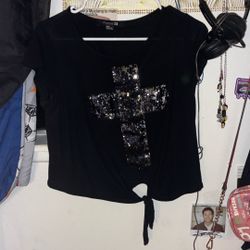 Black Short Shirt With Cross 