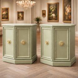 Vintage Pedestal Nightstands / Accent Cabinets – Set of 2 