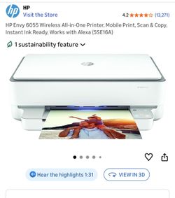 HP Envy 6055 Wireless All-in-One Printer, Mobile Print, Scan & Copy, Instant Ink Ready, Works with Alexa (5SE16A)