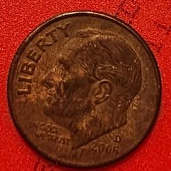 USA 2005 D DIME WITH A LOT OF ERROR ,A UNIQUE AND COOL COIN FOR YOUR COLLECTION!