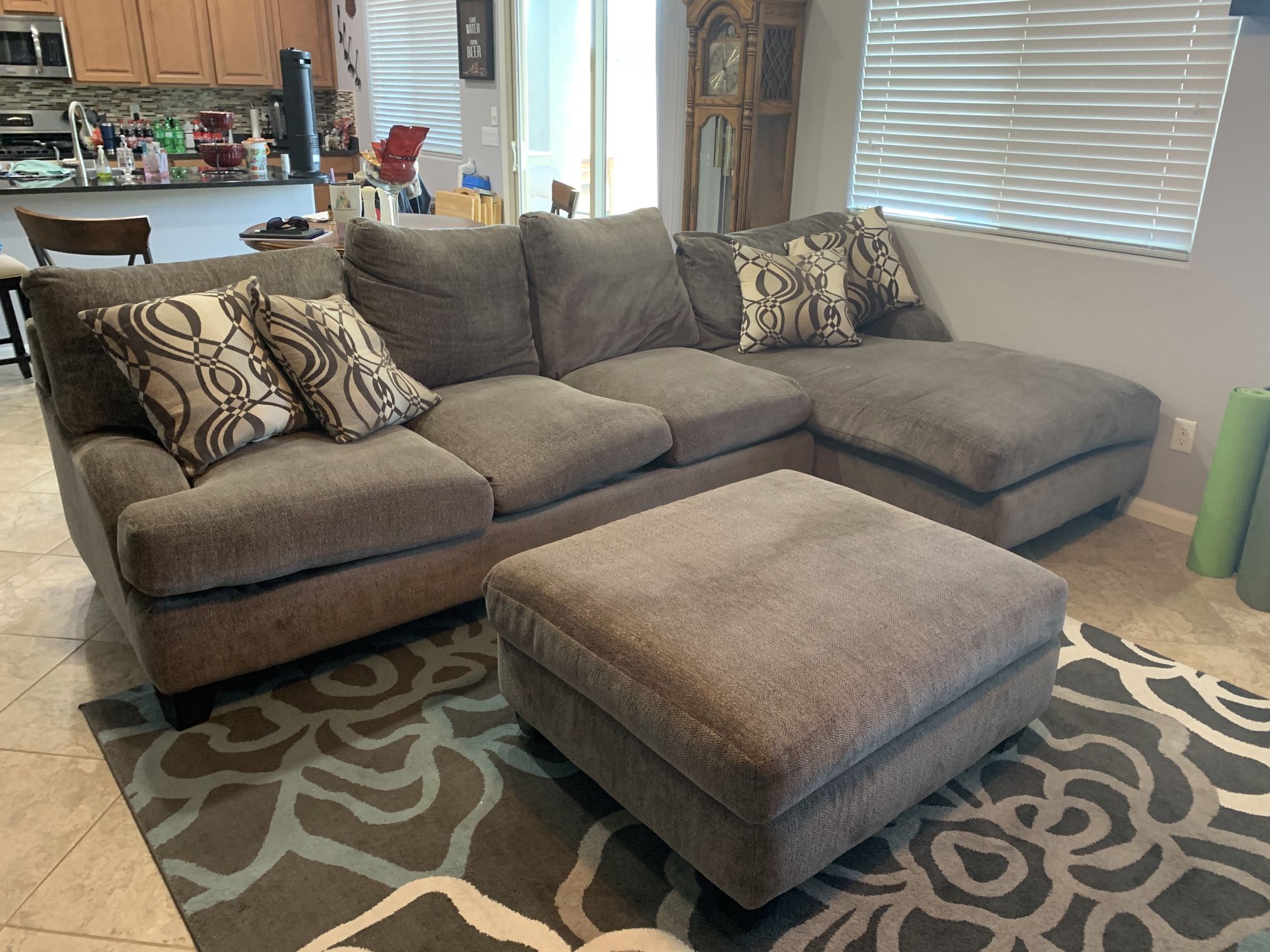 Down Filled Couch With Matching Hassock