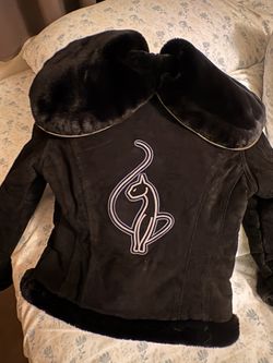 Vintage BABY PHAT Black Leather Jacket Size SMALL