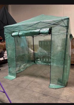New 8 × 8 inch push setup instant pop-up greenhouse with polyethylene cover, zippered roller doors