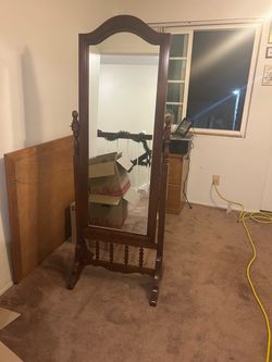 Vintage Cheval Standing Wood Mirror