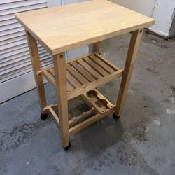 Wooden Wine Rack Cart On Wheels 