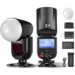 NEEWER Z1-S TTL Round Head Flash Speedlite for Sony with Magnetic Dome Diffuser, 76Ws 2.4G 1/8000s HSS Speedlight, 10 Levels LED Modeling Lamp, 2600mA