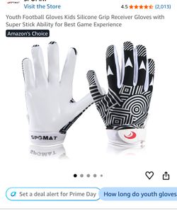 Youth Football Gloves Kids Silicone Grip Receiver Gloves