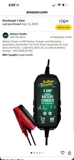 BATTERY CHARGER TENDER FOR MOTORCYCLES CARS BOATS ATV UTV ETC. $40