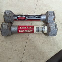 (2) 3 LBS CAST IRON DUMBBELL WEIGHTS