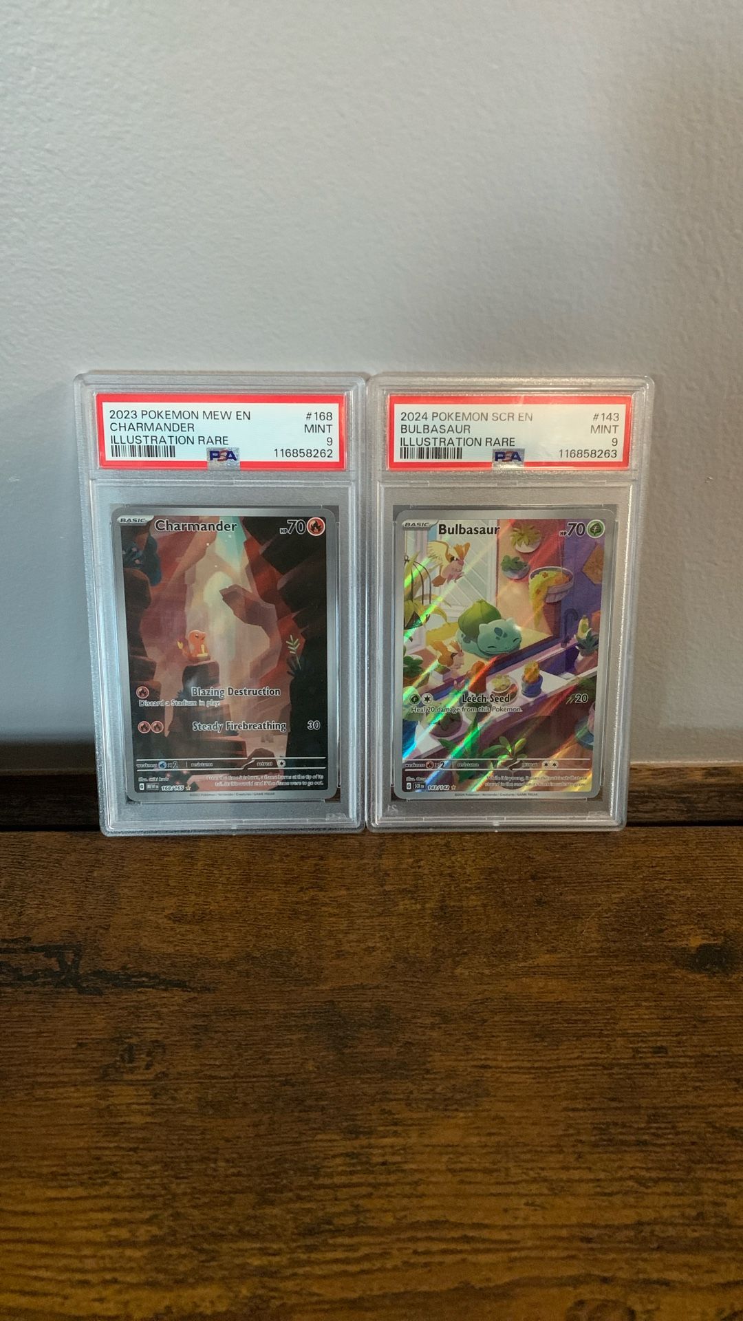 Charmander 151 PSA 9 & Bulbasaur Stellar Crown PSA 9