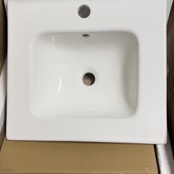 18” x16.8inCeramic Rectangular Vanity Top in White, Square one hole 4245 $30