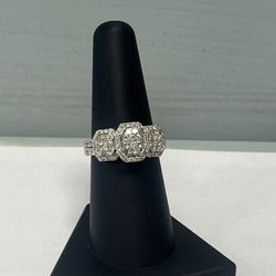 2 Carat 3 Stone Diamond Halo Engagement 14k Gold Ring 