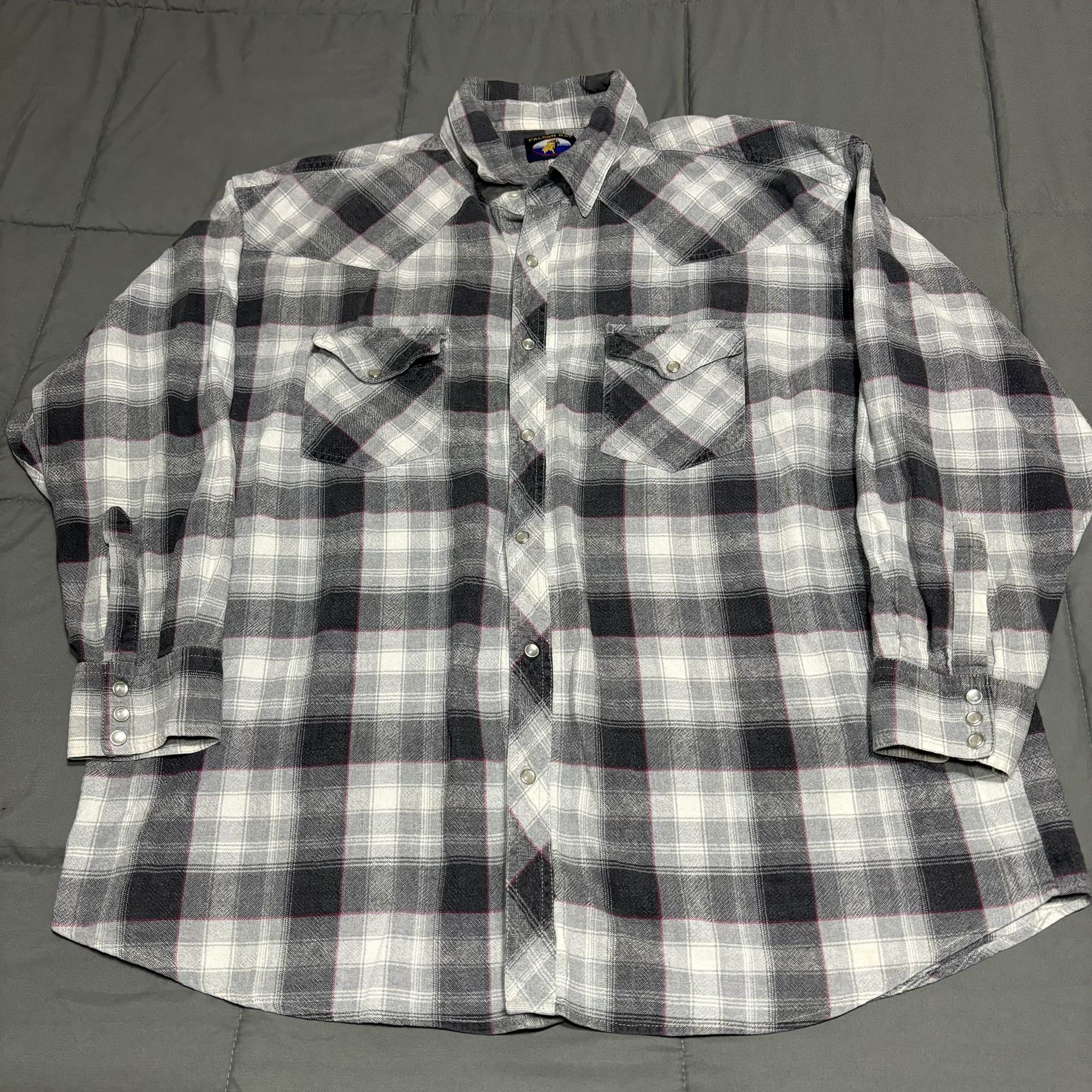 Falcon Bay flannel style plaid 2xl 100% cotton pearl snap button up 