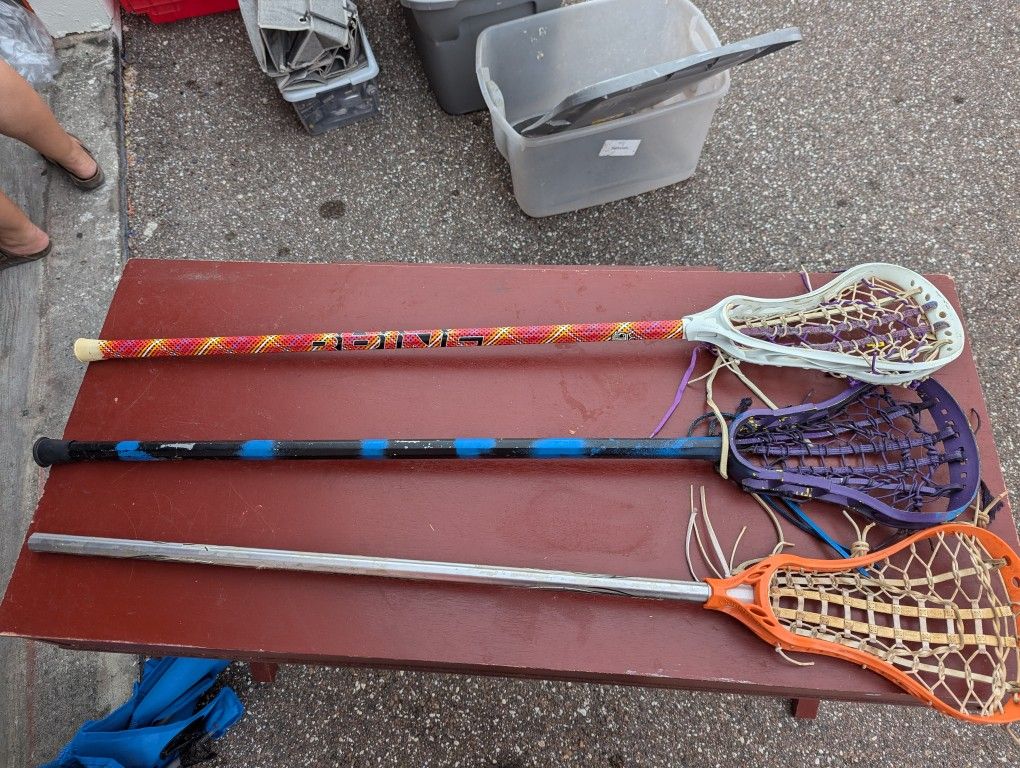3 Lacrosse Sticks 2 Are Brine