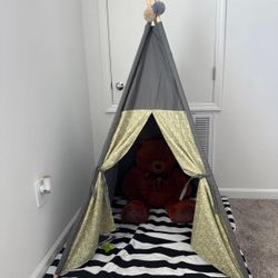 Kids Teepee Tent + Floor Mat – Cozy Reading/Play Corner 