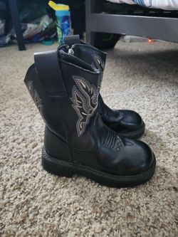 Little Boys Black Boots Size 8-9