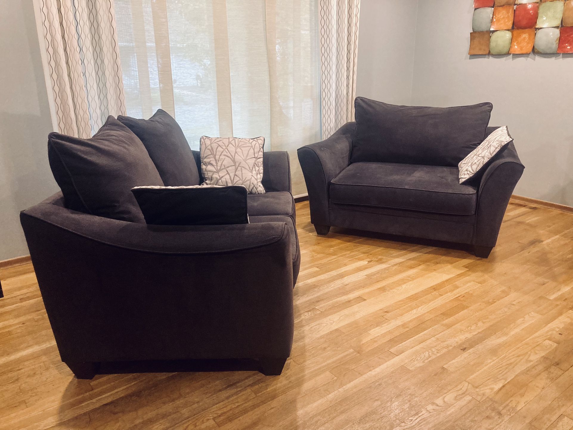 👁️👁️ Grey Loveseat and Chair Couch Set - FREE DELIVERY🚚 