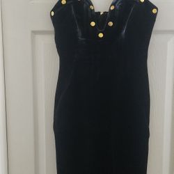 Black Velvet Fishtail Evening/Reception Dress