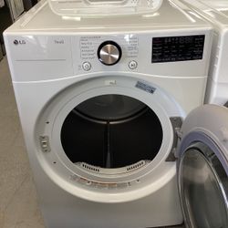 Lg Front Load Electric Dryer in LoDecibel™ Quiet Operation with White and LG ThinQ® Technology