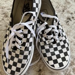 Vans Off The Wall Lace Up Shoes Black White Checkerboard Size Men's 6Women 7.5