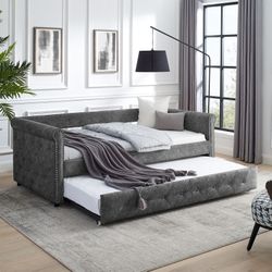 Grey Full Upholstered Platform Bed - Brand New in Box - $249