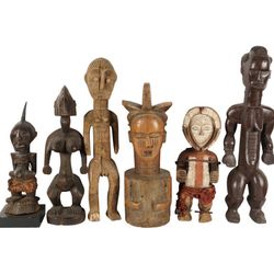 Group Of Vintage African Carved Wood Figures 