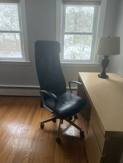 Moving Sale- Like New Desk and Leather Chair Free To Go