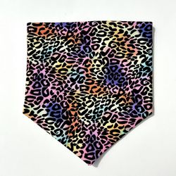 Neon Rainbow Leopard Print Dog Bandana 