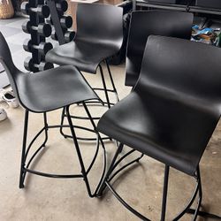 Set Of 4 Black Barstools (Counter Height)