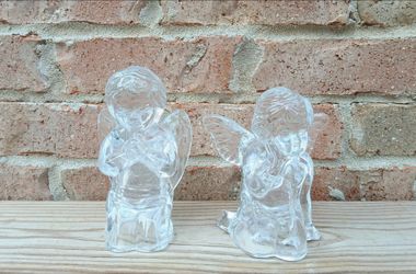 Cherub Glass Candlestick Holders
