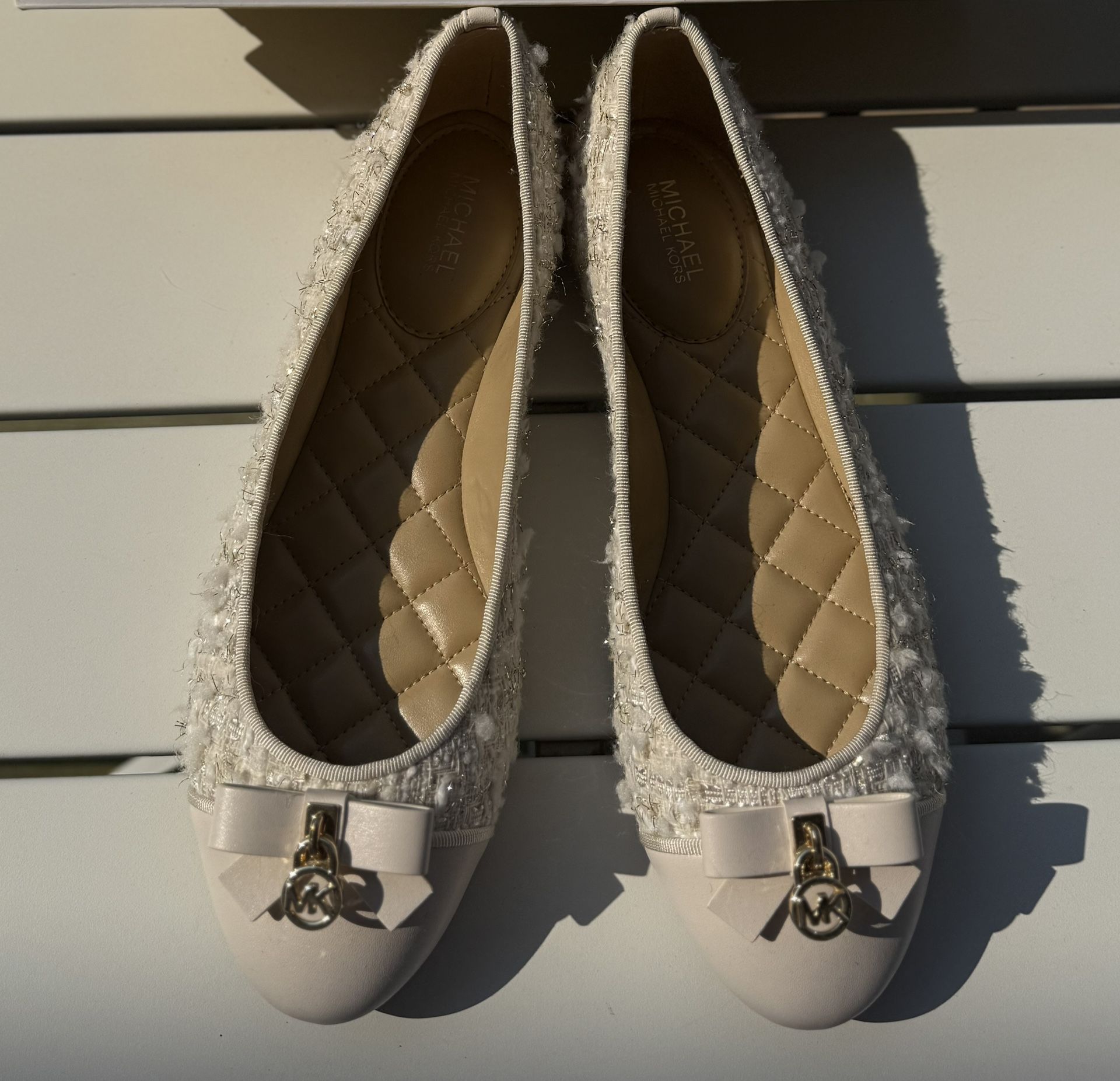 NEW Michael Kors Cream Quilted Ballet Flats