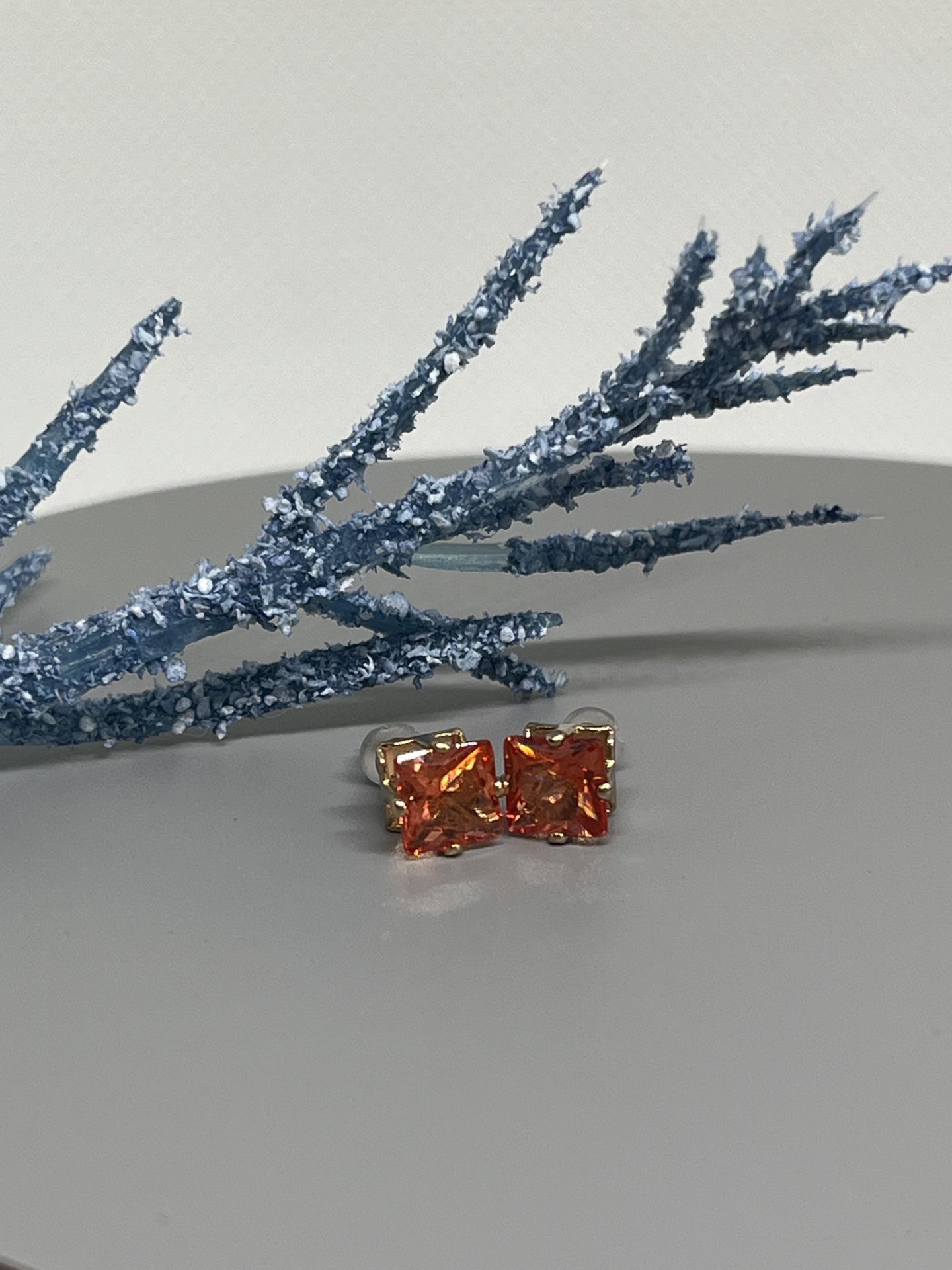 Swarovski Crystal Tangerine Studs Earrings.