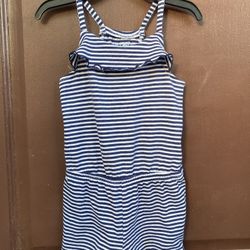 Girls Sleeveless Striped Blue Romper Shorts 2 T.