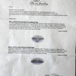 natural diamond engagement ring  and band 