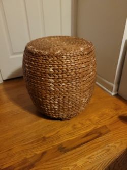 Water Hyacinth Wicker Rattan Ottoman Side Table