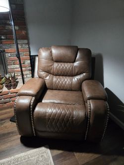 Brown leather recliner