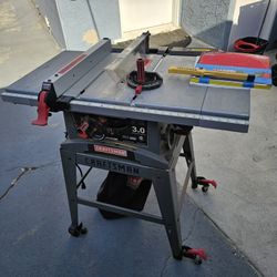 10in Craftsmen Table Saw, 3HP, On Wheels, Manual Included, Mitre Gauge And Fence