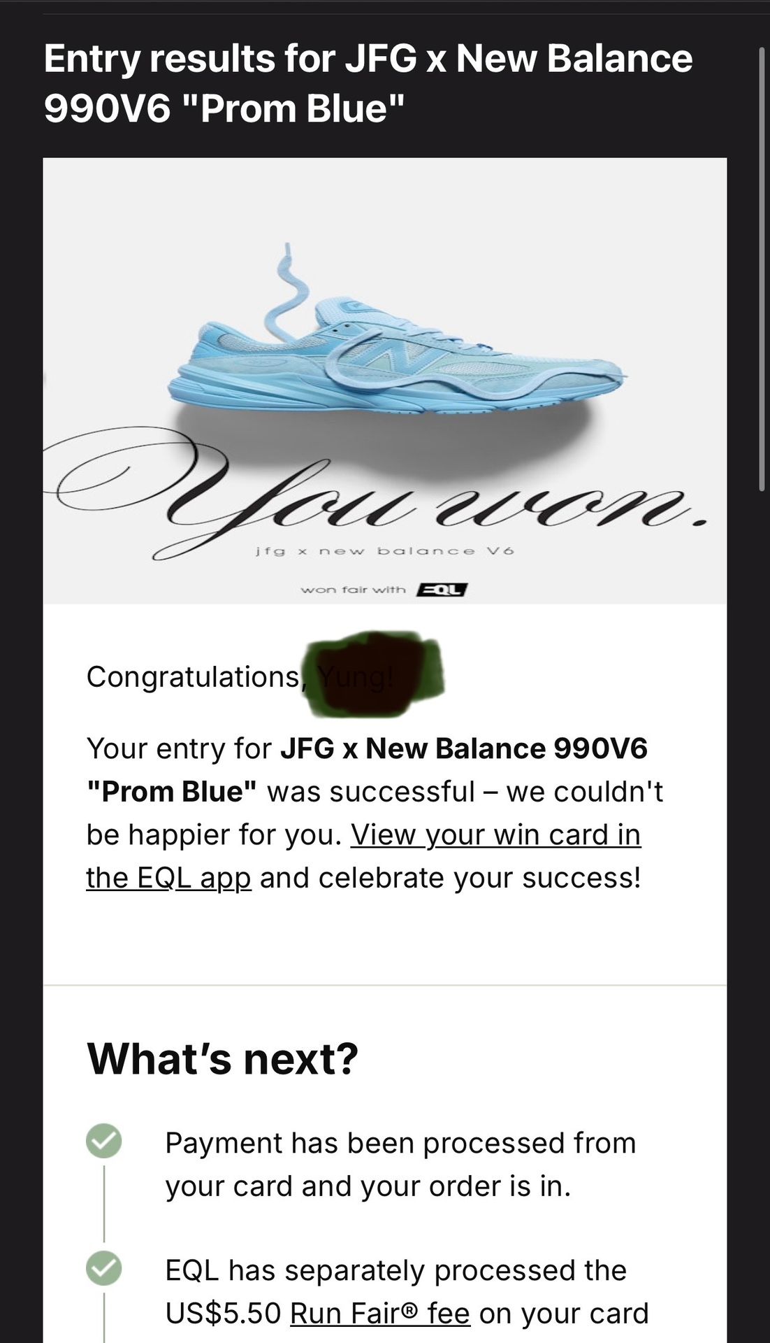 Brand New JFG x New Balance 990v6 Prom Blue Joe Fresh Goods Size 11