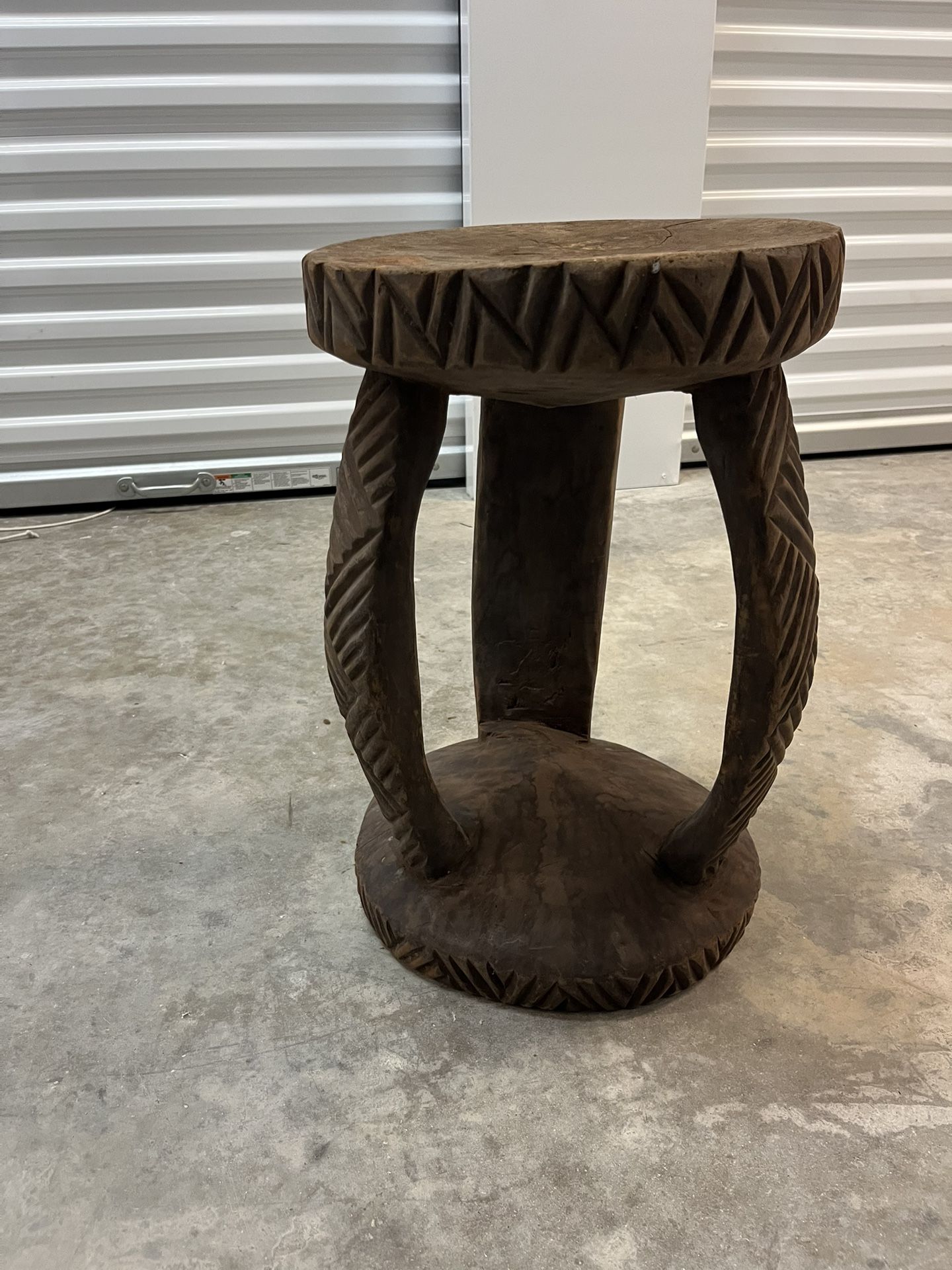 Vintage Hand-Carved African Stool/ End Table