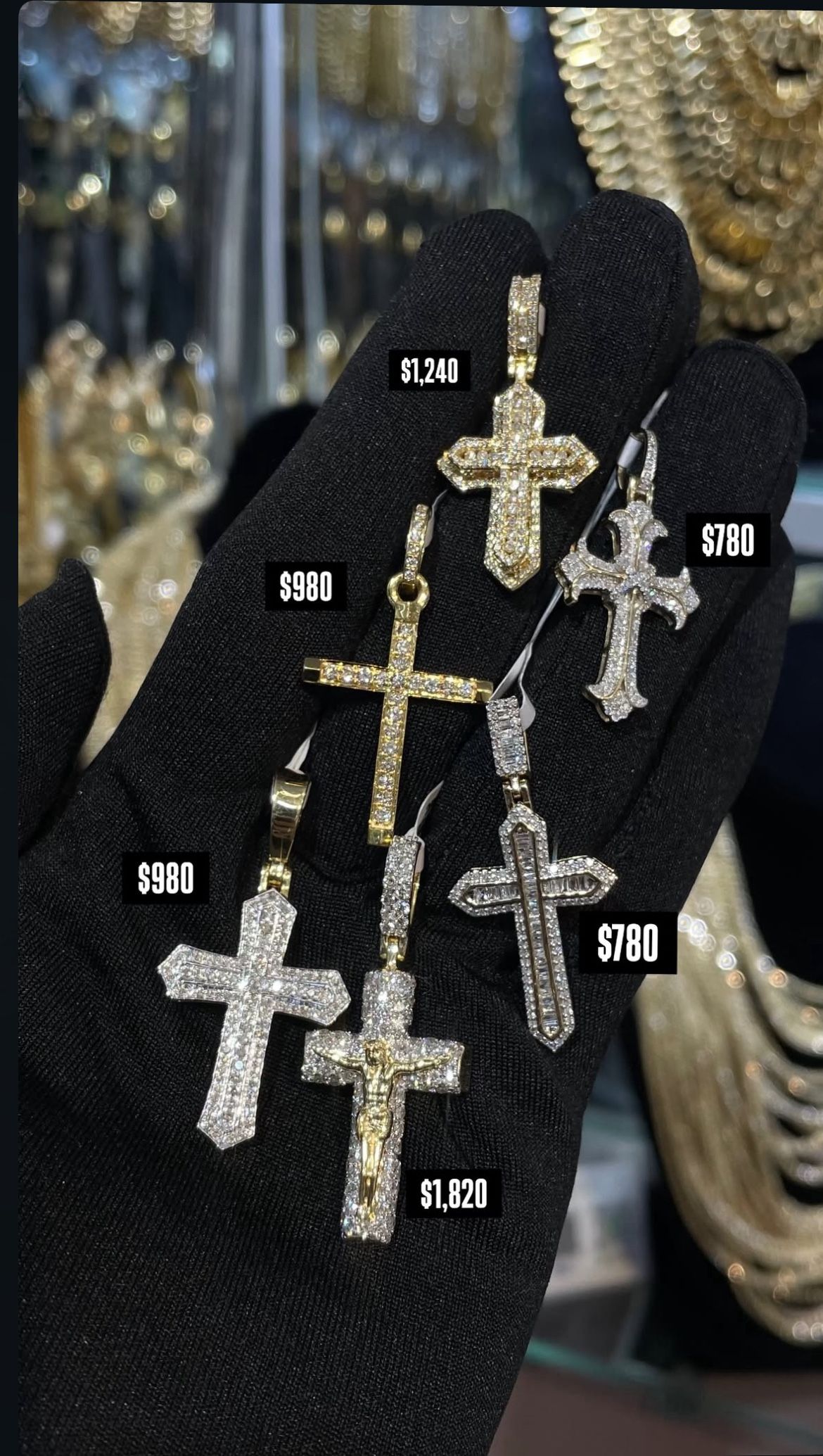 14K .31CT Natural Diamonds Cross  