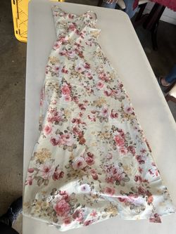 Long Flower Dress Side Open Leg 
