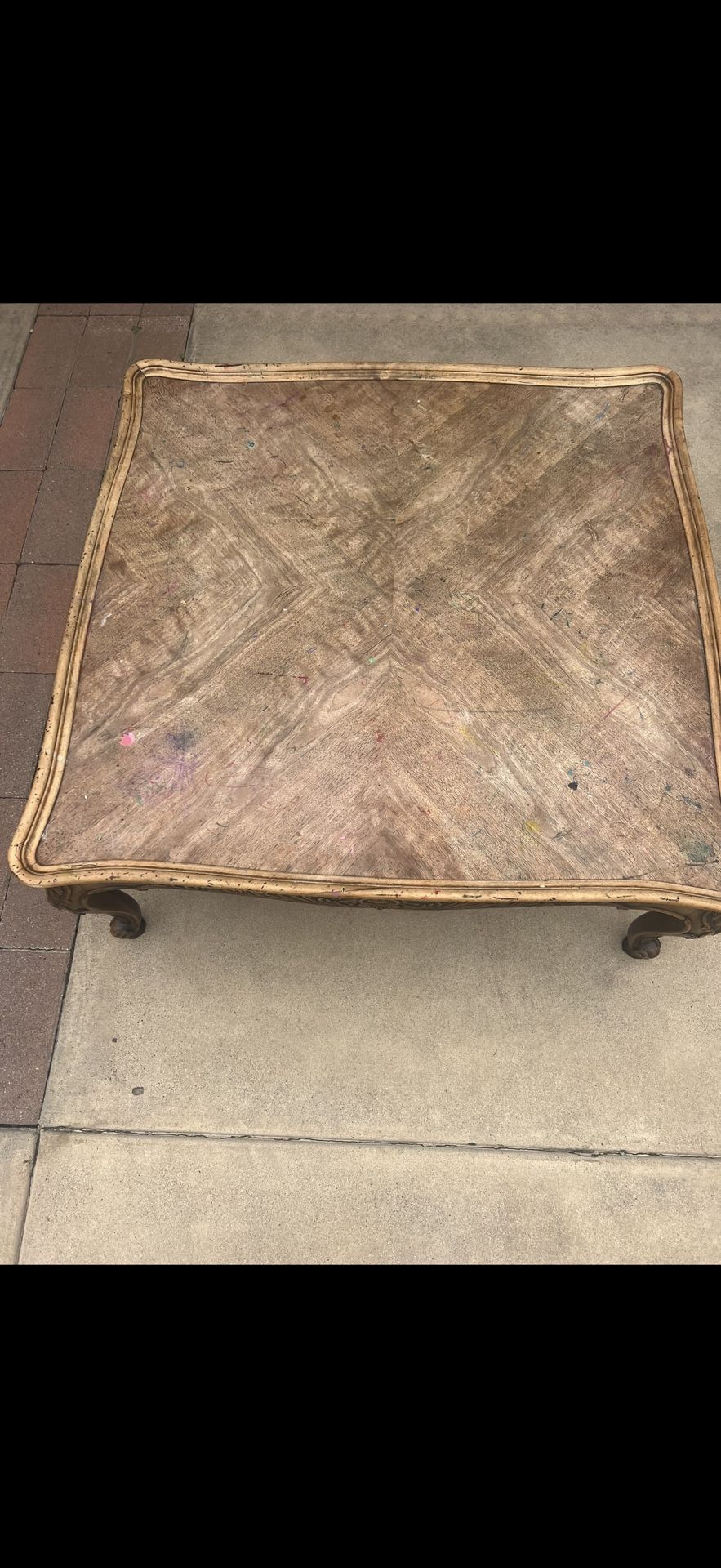 Henredon carved wood coffee table vintage