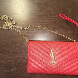 Yves Saint Laurent Wallet On Chain (Red)