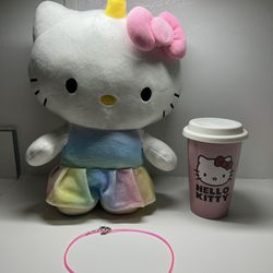 Hello Kitty Sanrio Unicorn Rainbow Spandex Plush 15 “ Stuffed Doll Toy Fiesta Hello Kitty Ceramic Travel Mug