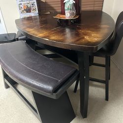 Brown Table With Bench 
